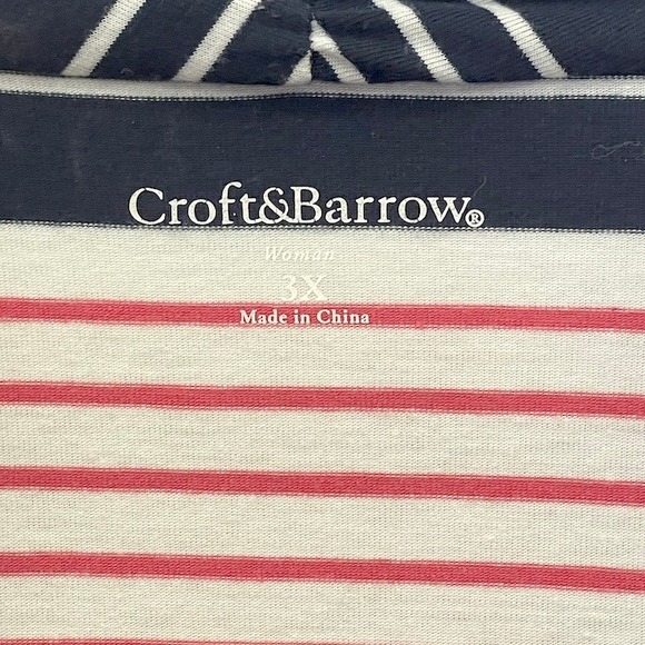 Croft & Barrow Womens 3X Striped Cardigan and Tank Top Twin Set Navy Blue Coral - Picture 3 of 4